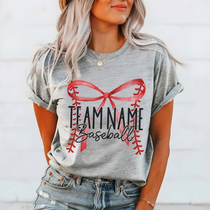 Custom Baseball Team With Bow Tee