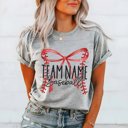 Small Athletic Grey Custom Baseball Team With Bow Tee