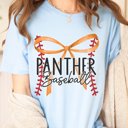 2X Heather Light Blue Custom Baseball Team With Bow Tee