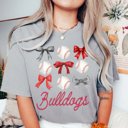 Large Grey Custom Team Baseball And Bow Collage Comfort Color Tee