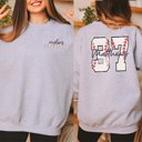 2X Light Grey Custom Baseball Name Number Team Sweatshirt With Front And Back Designs