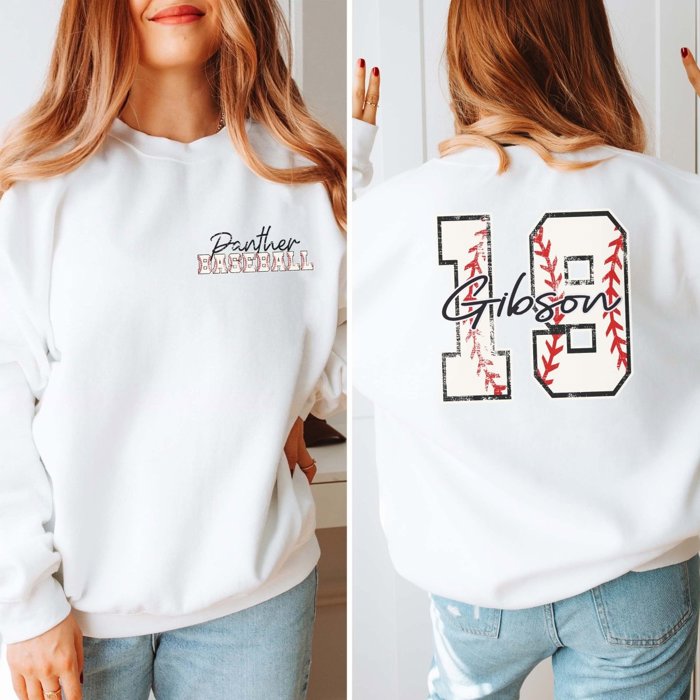 Custom Baseball Name Number Team Sweatshirt With Front And Back Designs