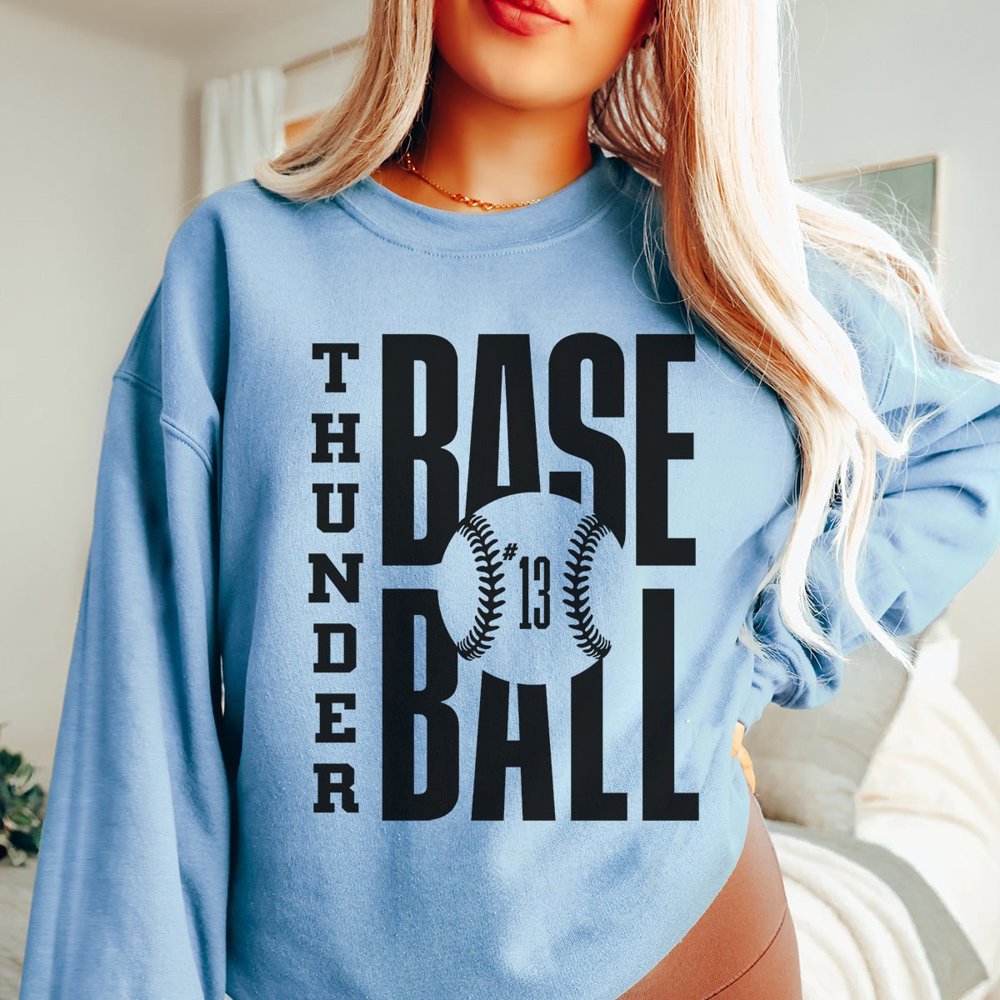 CUSTOM BASEBALL TEAM & NUMBER | Crew Sweatshirts