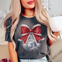 Large Pepper Disco Christmas Bow Comfort Color Graphic Tee