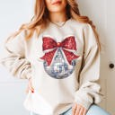  Disco Christmas Bow Graphic Sweatshirt