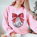 XL Pink Disco Christmas Bow Graphic Sweatshirt