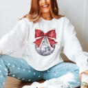 XL White Disco Christmas Bow Graphic Sweatshirt