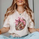 Large NATURAL Disco Football Bow Bella Graphic Tee