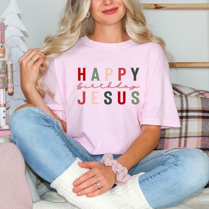 Faith Filled Christmas Bella Canvas Tees – Christian Holiday Graphic Tees with Joy, Jesus, and Hope