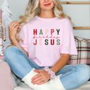 2X Pink Faith Filled Christmas Bella Canvas Tees – Christian Holiday Graphic Tees with Joy, Jesus, and Hope