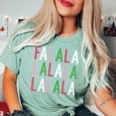 2X Heather Bay Leaf FALALA Christmas Bella Graphic Tee