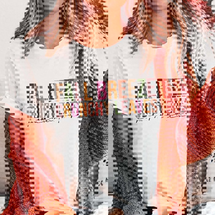 Fall Breeze Crunch Leaves Bella Graphic Tee