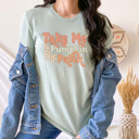 Medium Heather Dusty Blue Fall Pumpkin Patch | Autumn-Inspired Graphic Tees | Bella