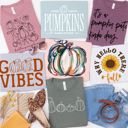  Fall Pumpkin Patch Cozy Bella Canvas Tees | Farm Fresh Pumpkins, Good Vibes, Hello Pumpkin & Autumn Sunflower Shirts