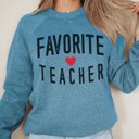 2X Heather Deep Teal Favorite Teacher Bella Soft Crew Sweatshirt