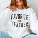 2X White Favorite Teacher Bella Soft Crew Sweatshirt