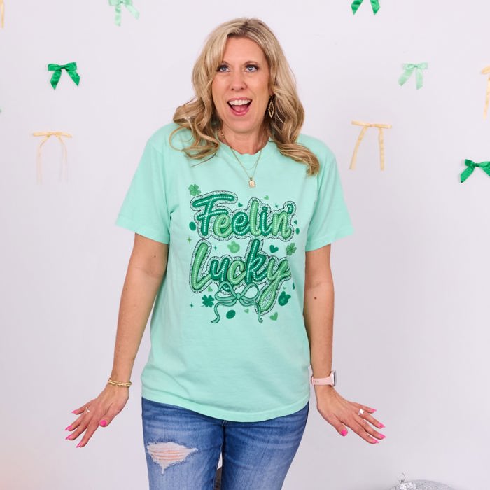 Feelin' Lucky With Bow Comfort Color Tee