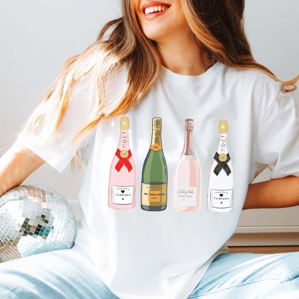 Festive Champagne Bottles Bella Graphic Tee