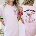 Large Blossom Galentine's Girls Club Comfort Color Tee Front & Back Design