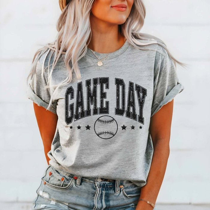 Game Day Baseball And Stars Tee