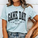 2X Heather Light Blue Game Day Baseball And Stars Tee