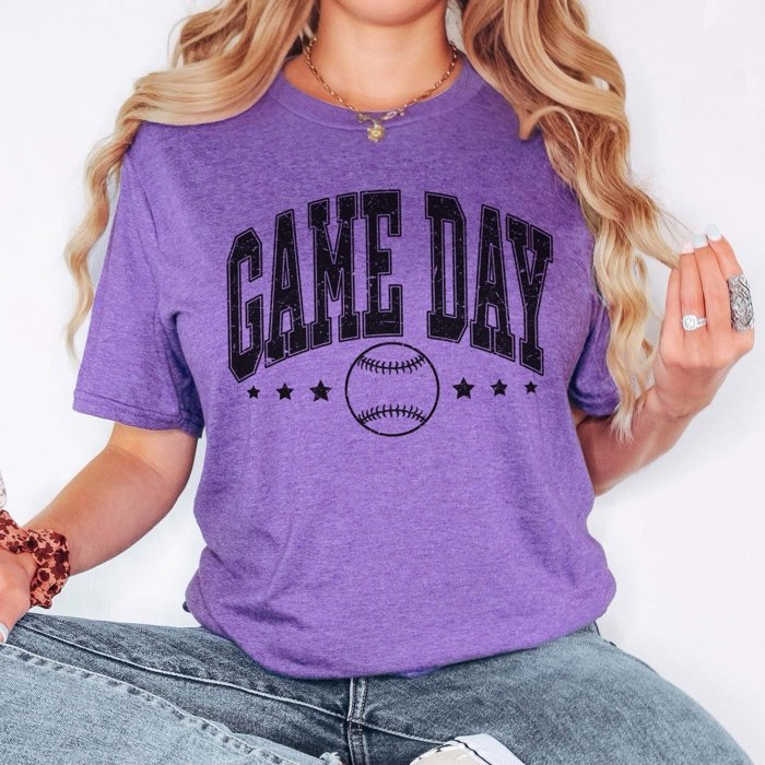 Game Day Baseball And Stars Tee