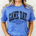 2X Heather Royal Game Day Baseball And Stars Tee