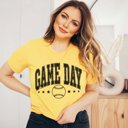 2X Heather Yellow Game Day Baseball And Stars Tee