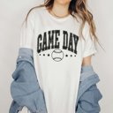 2X White Game Day Baseball And Stars Tee