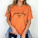 2X Heather Orange Game Day Script With Bow Bella Graphic Tee