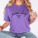 2X Heather Purple Game Day Script With Bow Bella Graphic Tee