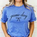 2X Heather Royal Game Day Script With Bow Bella Graphic Tee