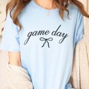 2X Light Blue Game Day Script With Bow Bella Graphic Tee