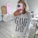 Small Black Game Day Vintage Print Ash Graphic Sweatshirt