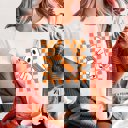 2X White Ghost Teacher Checkers Bella Graphic Tee