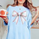 2X Chambray Glitter Bow With Baseball Stitching Comfort Color Tee