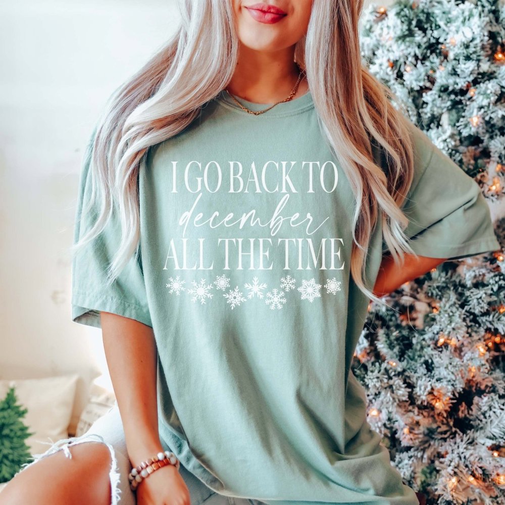 Go Back To December Snowflakes Comfort Colors Graphic Tee