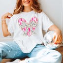  Gold Lined Heart With Leopard Bow Comfort Color Tee