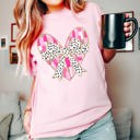 2X Blossom Gold Lined Heart With Leopard Bow Comfort Color Tee