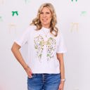  Gold Lined Shamrock Bow Comfort Color Tee