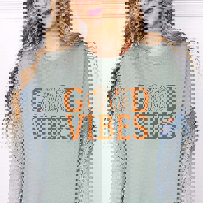 Good Vibes Pumpkin Comfort Color Graphic Tee