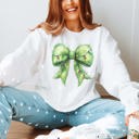  Green Fur Christmas Lights Bow Graphic Sweatshirt