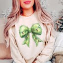  Green Fur Christmas Lights Bow Graphic Sweatshirt