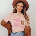 2X Heather Peach Half teacher Half Coffee Bella Graphic Tee