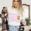 2X White Half teacher Half Coffee Bella Graphic Tee