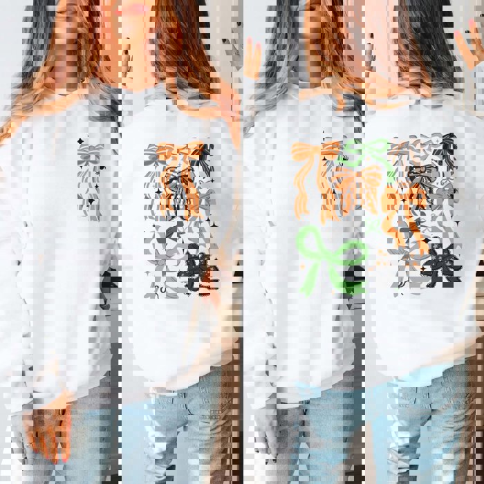 Halloween Bow Collage Graphic Sweatshirt Front & Back Design