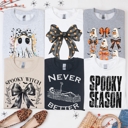  Halloween Ghost & Bow Crewneck Sweatshirts | Spooky Cute Fall Graphics