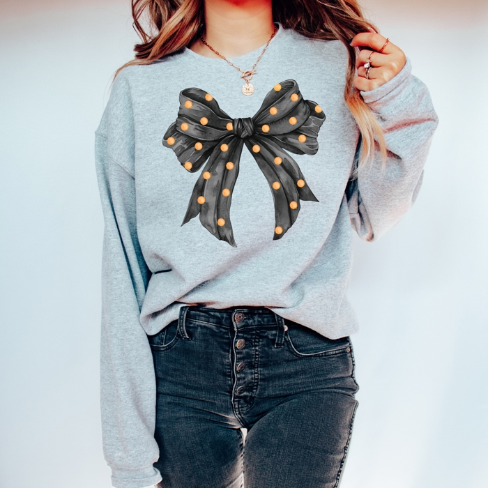 Halloween Ghost & Bow Crewneck Sweatshirts | Spooky Cute Fall Graphics