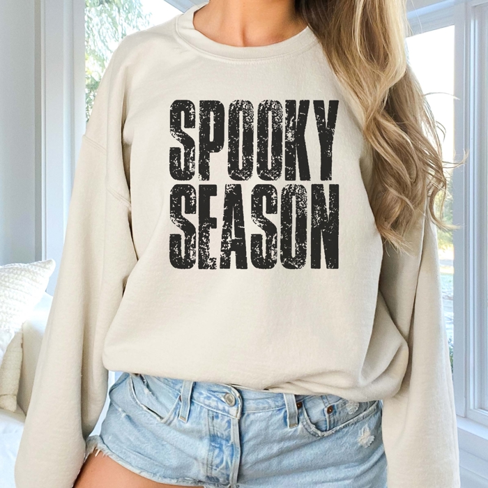 Halloween Ghost & Bow Crewneck Sweatshirts | Spooky Cute Fall Graphics