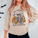 Small Sand Halloween Crewneck Sweatshirts | Cozy Spooky Season Graphics for Fall